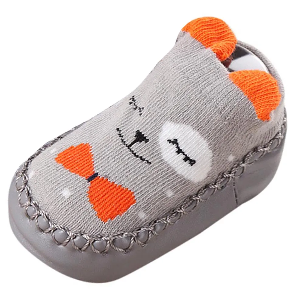 Носки для новорожденных мальчиков и девочек Нескользящие носки-тапочки с мультяшными ушками носки для малышей, начинающих ходить обувь для малышей носки для малышей