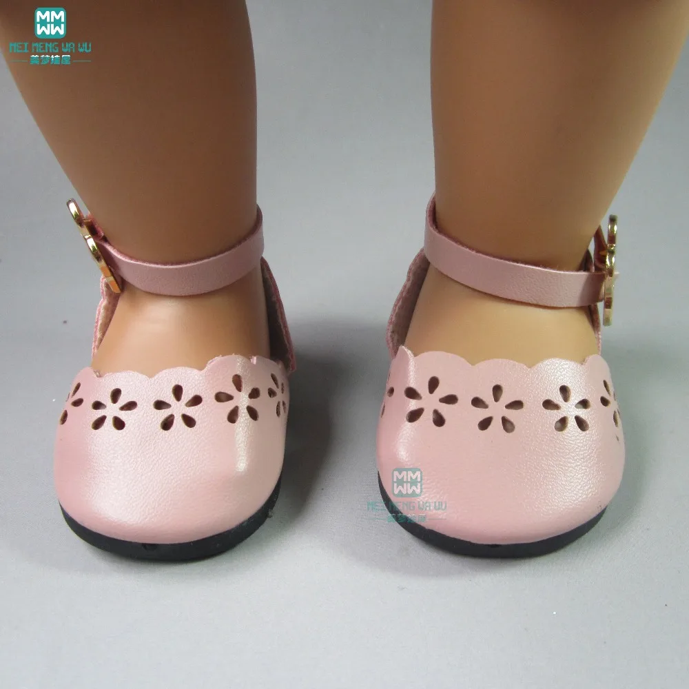 Pink pointed shoes for doll fit 45cm American doll and new born doll