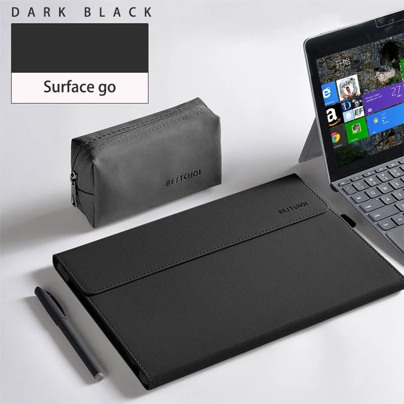BESTCHOI защитный чехол для планшета, чехол для microsoft Surface Go, чехол 10 дюймов, трехслойный чехол с подставкой, однотонный, для женщин и мужчин, сумка для планшета для Сур - Цвет: Black Sets go