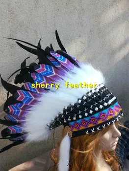 

Feather headdress feather headpiece headband handmade Halloween costume decor dance wear