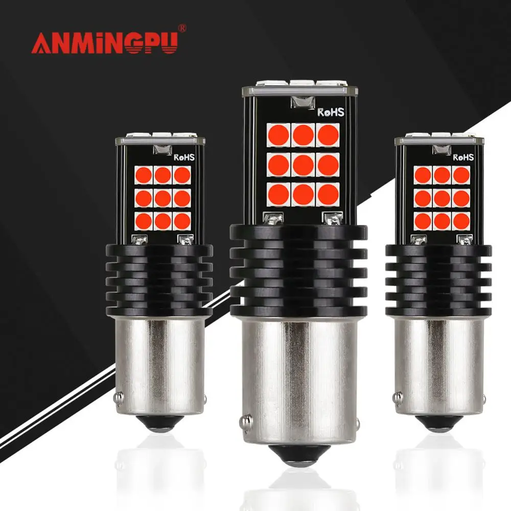 ANMINGPU 2x сигнальная лампа P21W 1156 светодиодный BA15S BAU15S PY21W BAY15D светодиодный лампы 1157 P21/5 Вт 24 шт. 3030SMD автомобильный светильник R5W 6000K белый 12V