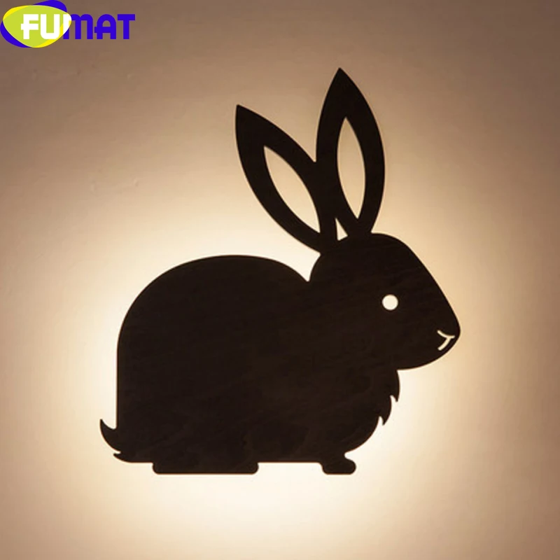 

FUMAT Creative Rabbit Wall Lights Wood Led Lamp Simple Modern Light Apply to Girl's Room Bunny Led For Bedroom Wandleuchte