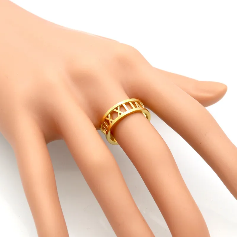 Лидер продаж Модные женские номер кольца панк пара золотые кольца Цвет кольцо для Для женщин Кольца из нержавейки ювелирный бренд