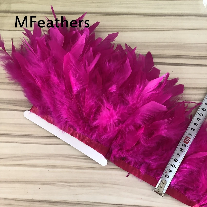 Hot Pink Dyed 10m Turkey Feather Pruning Cloth Sideband Diy Festive