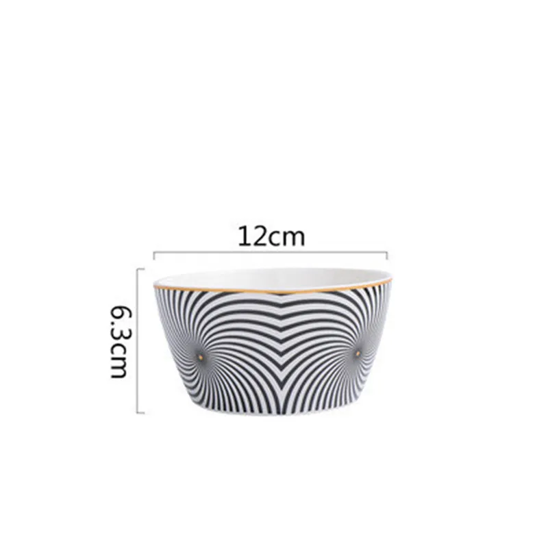 Креативный Европейский стиль керамическая миска для риса для домашнего использования индивидуальная абстракция Геометрическая маленькая миска для десерта миска X1603 - Цвет: Белый