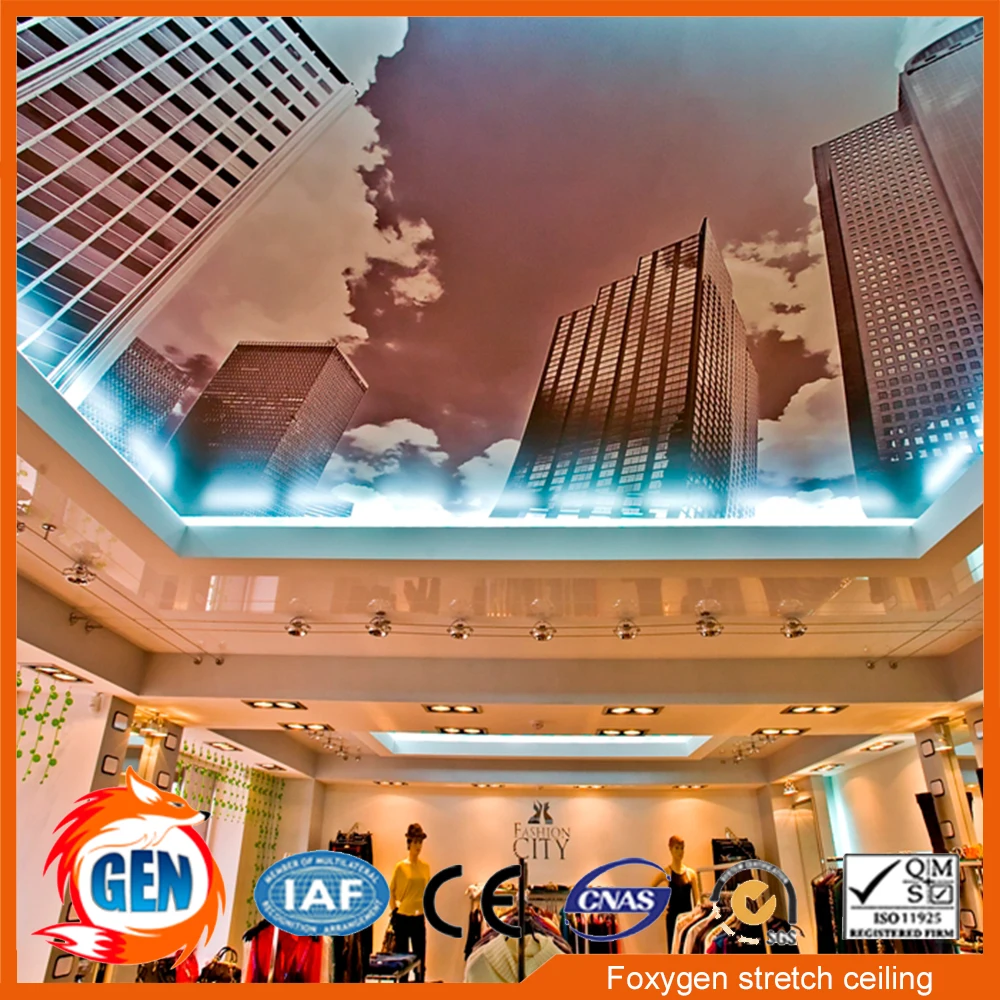 

hot ceing design for hall 3d printed pvc decoration stretch ceiling film