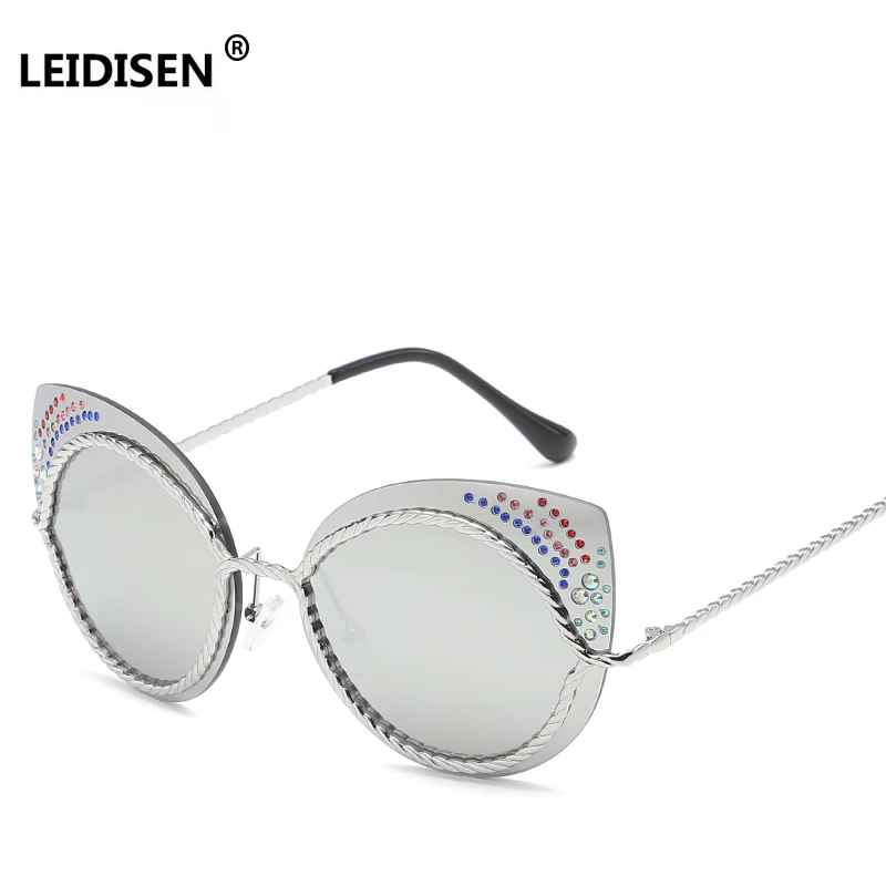 Солнцезащитные очки LEIDISEN Cateye роскошные модные солнцезащитные в металлической