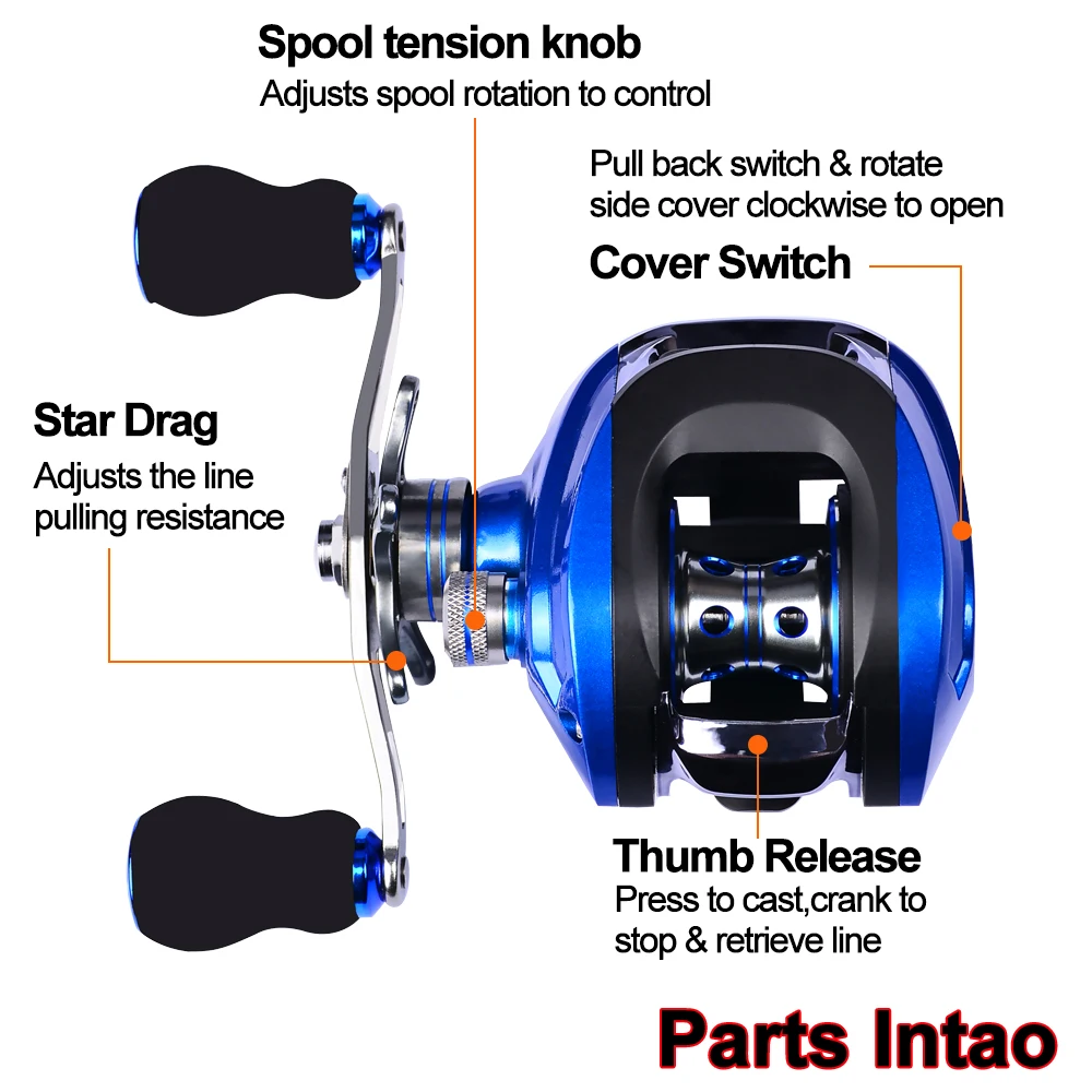 Water Drop Reel Casting Reel Gear Ratio 6.3:1 Aluminum Spool Baitcast 17+1BB Bearing Left-Right Handle 200g Baitcast Reel