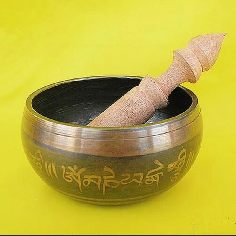 

wholesale Hot sale Old Collectible OUTSTANDING OLD CHAKRA TIBETAN SINGING BOWL 8cm 12cm buddhism lucky religious business gift