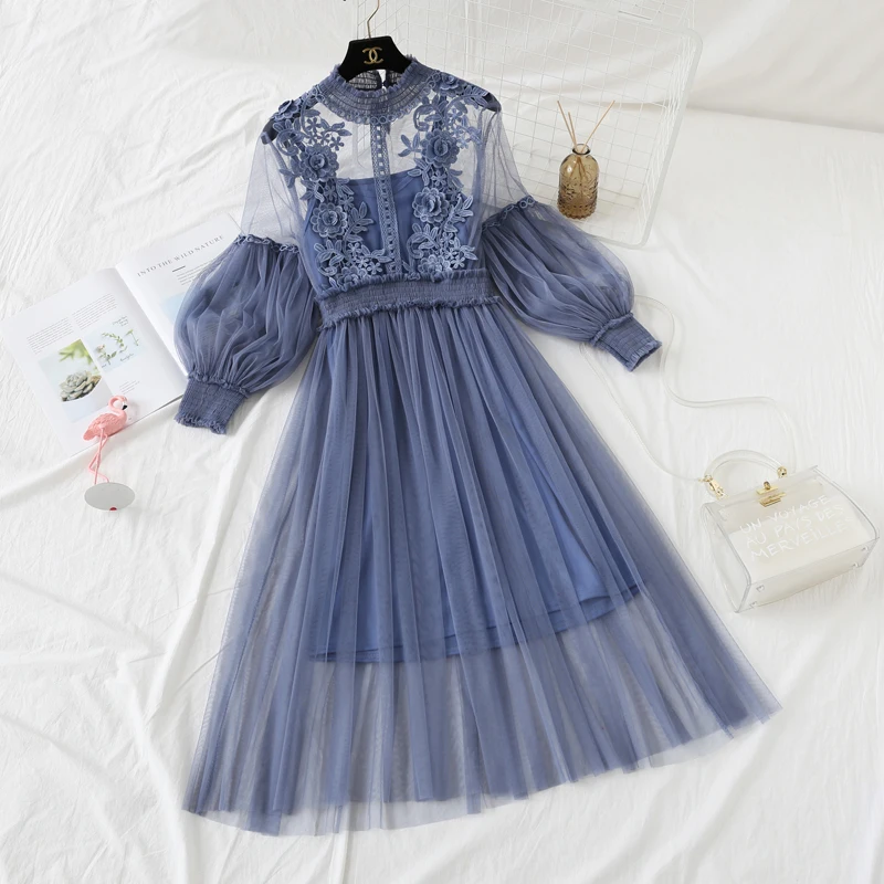 AYUNSUE/комплект из двух предметов, женское летнее кружевное платье, комплект, Boho, корейские длинные платья, сетчатые пляжные милые комплекты, Vestidos De Verano KJ1737