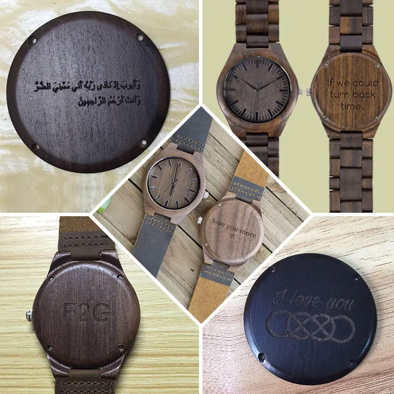 

Bamboo Wooden Wristwatch Customization Laser Print Personalized Creative Design Logo AD Engraved Personal Text OEM No Product