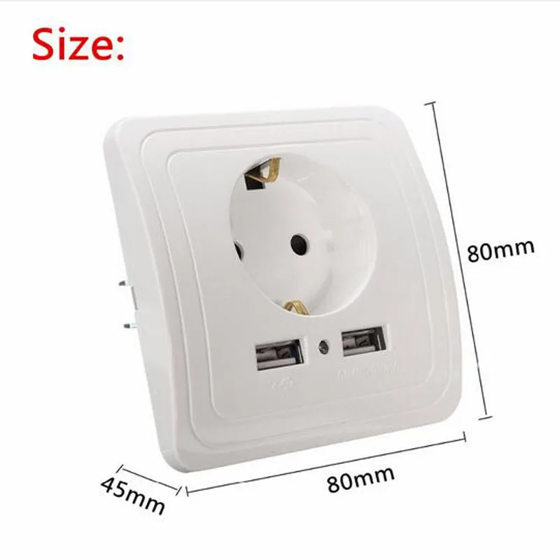

1pcs Best Dual 2 USB Port 5V 1.5A Wall Outlet Charger Plug Electrical Power Outlet Charger Adapter for Cell Phone