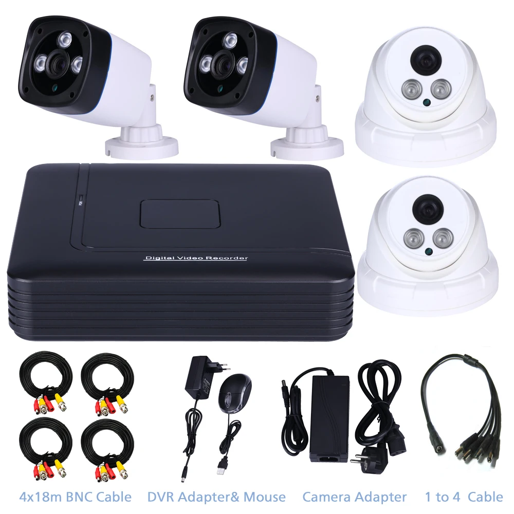 Безопасности Системы 4ch 1080n мини AHD DVR и 4 шт. 720 P nightvison Камера охранных наблюдения