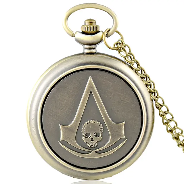 New Arrivals Vintage Bronze Skyrim Steampunk Pocket Watch Antique Men Skull Punk New Arrivals Vintage Bronze Skyrim Steampunk Pocket Watch Antique Men Skull Punk