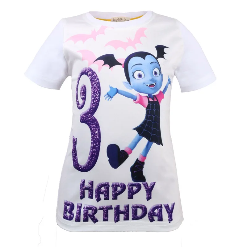 

2018 Summer Kids Vampire Baby Girl Boy Short Sleeve T-Shirt Cotton Round Neck T-Shirt Cartoon Elf Hostel Bat Princess Costume