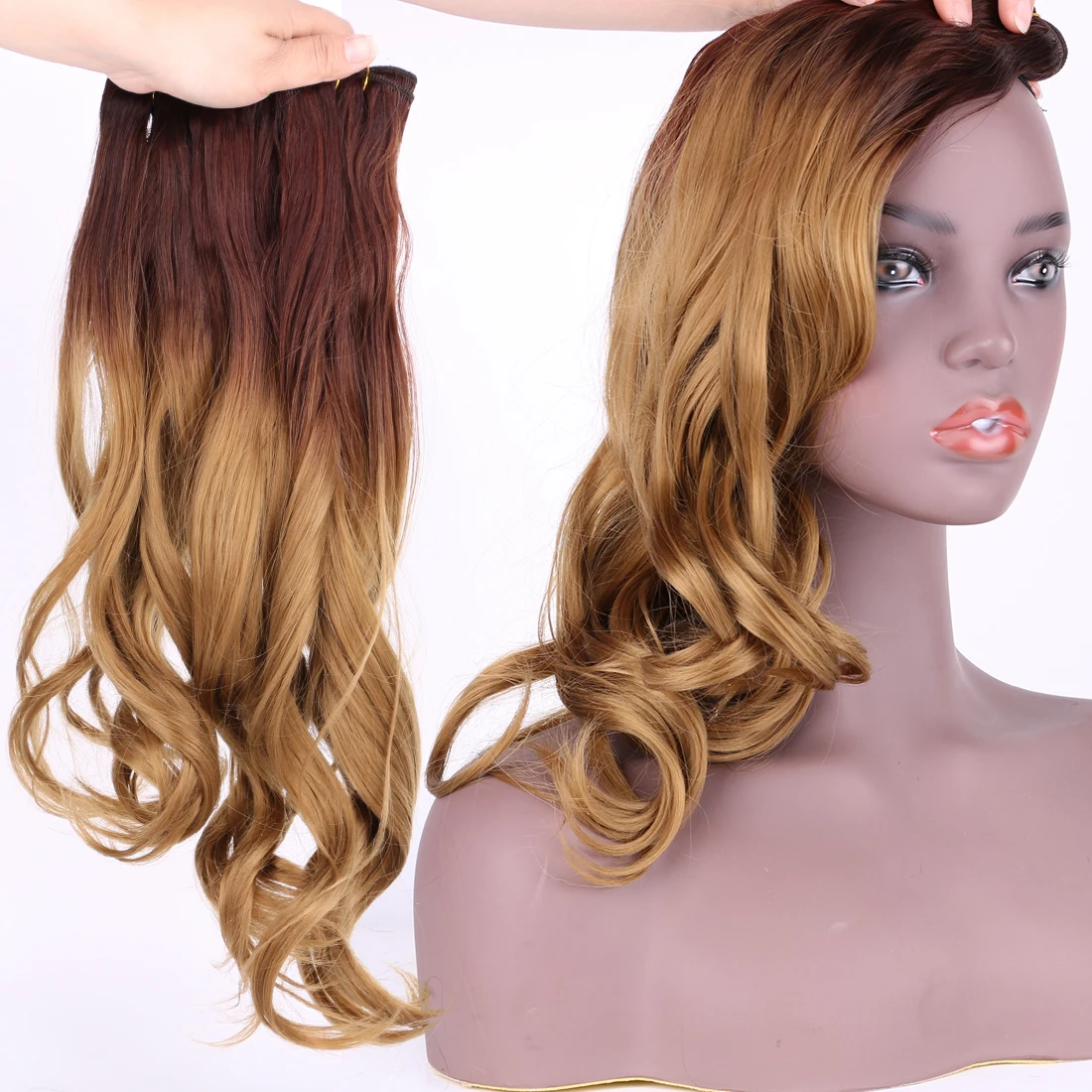 ondulado extensão do cabelo sintético tecer 100%