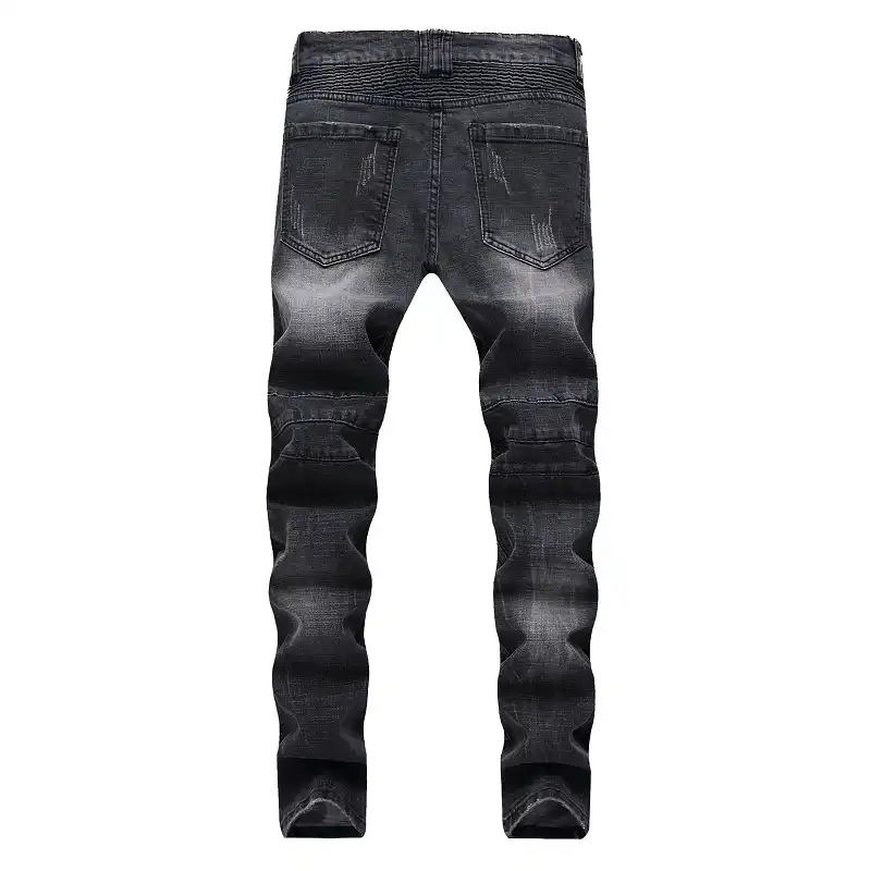 black biker denim jeans mens