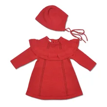 Kindstraum/ г. Новое Детское Хлопковое платье Осенняя детская однотонная одежда с шапкой, модная одежда с длинными рукавами для малышей RC1560