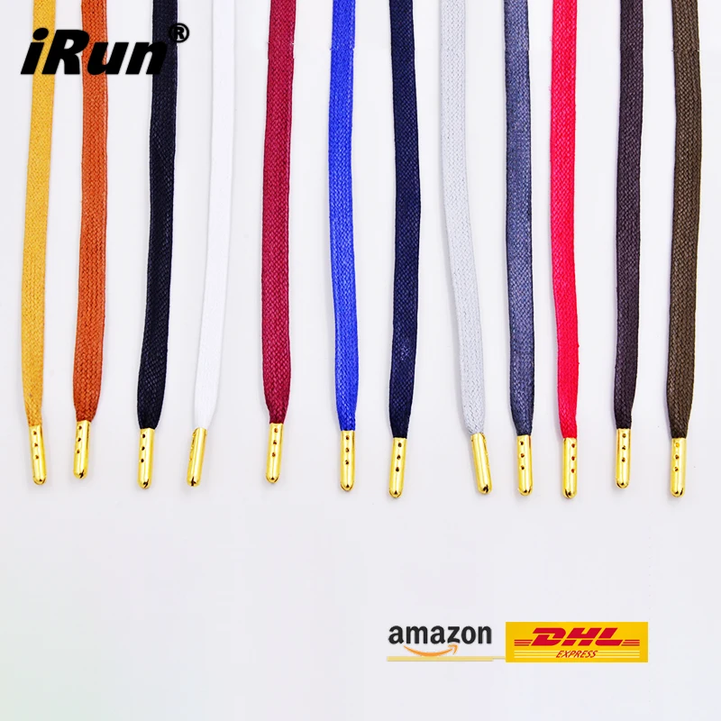white flat waxed shoelaces