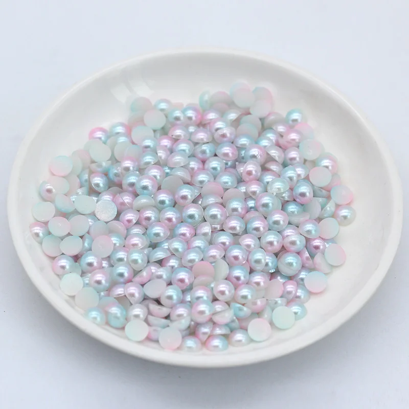 

3/4/5/6/8mm Pink Colorful Half Round Imitation Pearls Flatback Scrapbook Beads DIY For Garment/Phone Case/Nail Making 1#