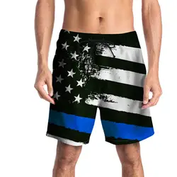 BYUAN 2018 мужские шорты кэжуал 3D печатных лето Фитнес пляжные шорты мужские Свободные шнурок звезды и полосы шорты Homme
