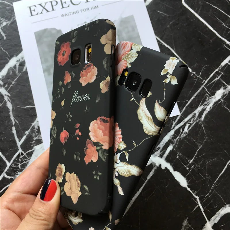 Для Samsung Galaxy S8/s8plus/S7 матовый чехол светящийся чехол с цветами для Galaxy S8 Plus жесткий чехол-накладка из ПК для телефона, полный край защиты