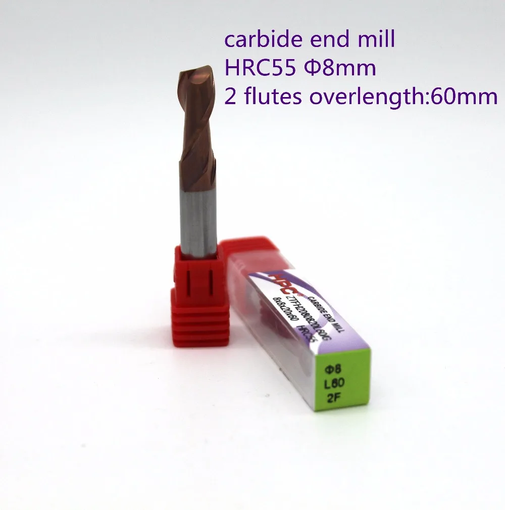 

router bit 8*8*20*60 of 2 flutes flat end mills HRC55 carbide end milling tungsten mill cutter CNC machine tool