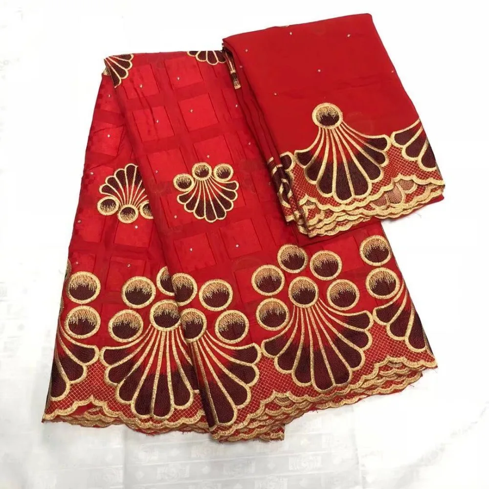 

Red Color Soft African Lace Fabric Swiss Cotton Set In Switzerland 2018 Atiku Fabric with embroidery and stones 7yards