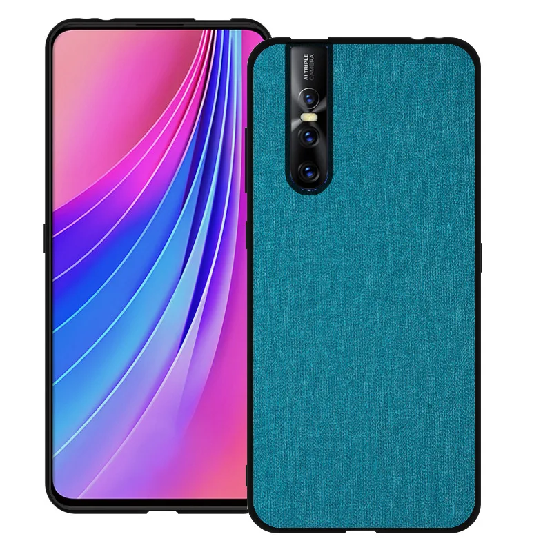 For VIVO V15 Pro Case V15 case Luxury Soft silicone edge Fabric Cloth protective Bumpe Back Cover Case for vivo V 15 v15pro case