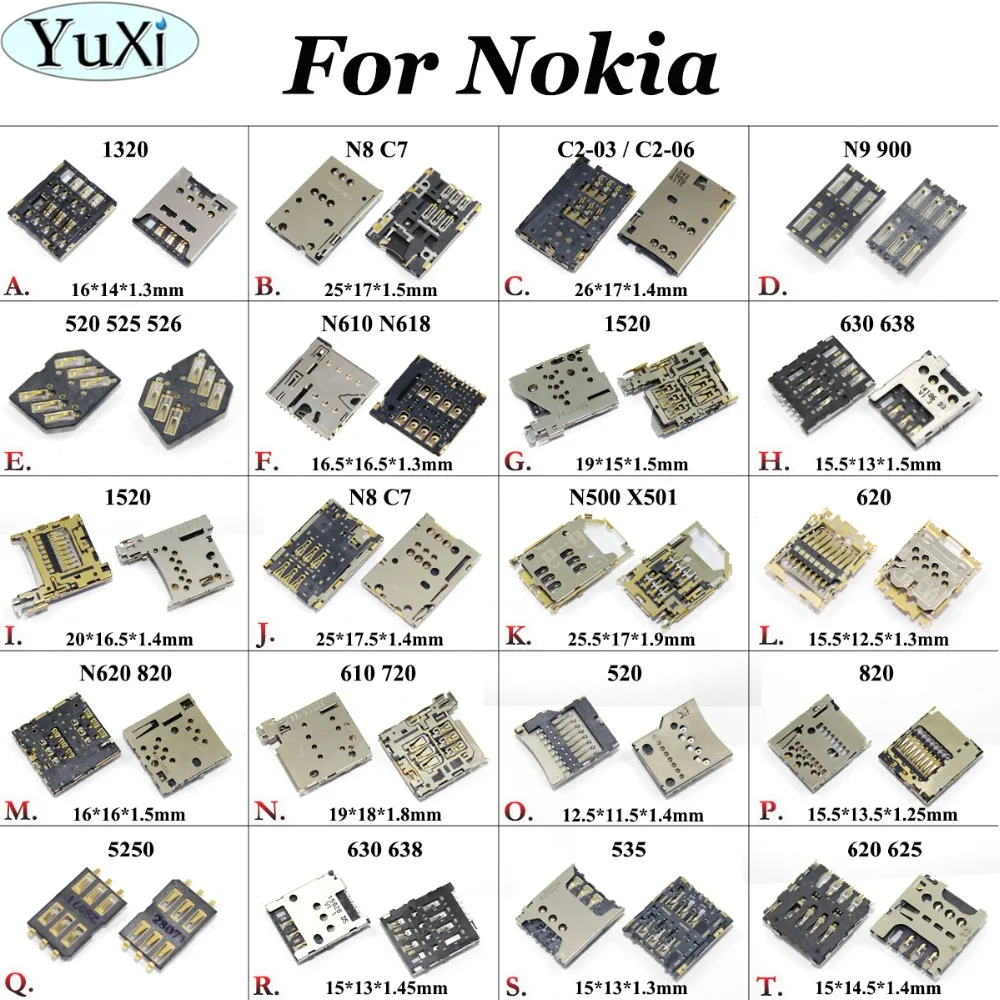 

YuXi For Nokia Lumia 1320 N8 N9 1520 630 C2-03 500 620 520 SIM Card Adapters Slot Tray Holder Socket Reader Module Repair Part