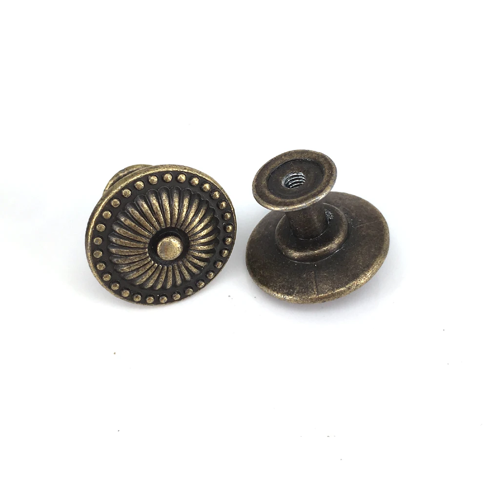 5PCS 24mm Drawer Knobs Pulls Antique Bronze Small Dresser Knobs Metal Rustic Cabinet Knobs Decorative Furniture Hardware