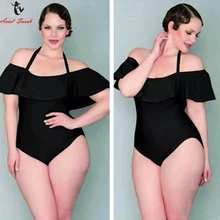 Ариэль Сары танкини больших размеров купальники Цельный купальник Женские сексуальные черные костюмы для плавания пляжная одежда 4XL
