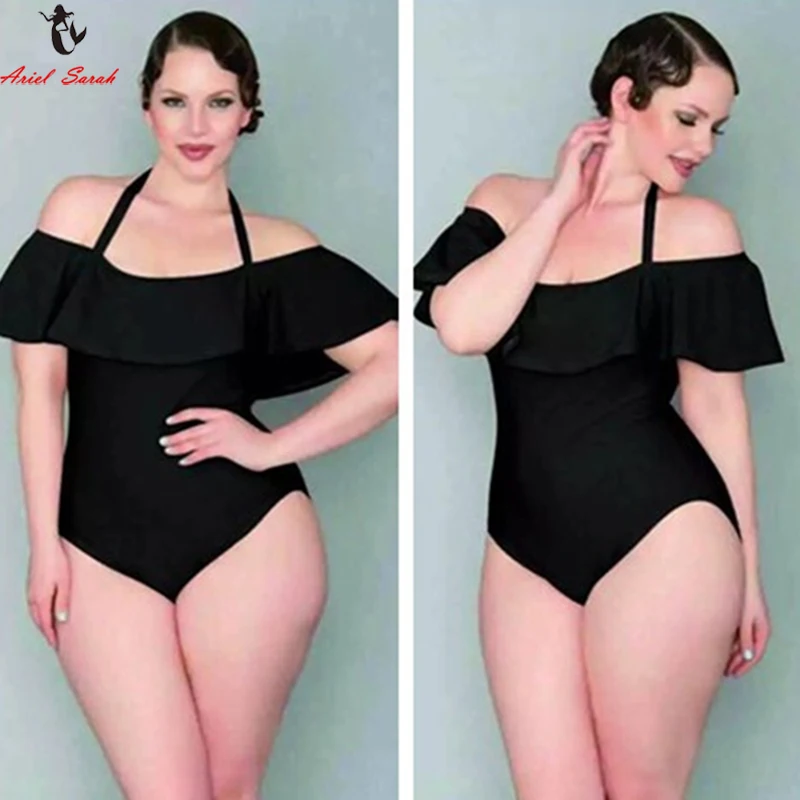 

Ariel Sarah 2019 New One Piece Swimsuit Plus Size Swimwear Women Swimsuit Sexy Black Bathing Suit Women Beachwear XXXXL Q129