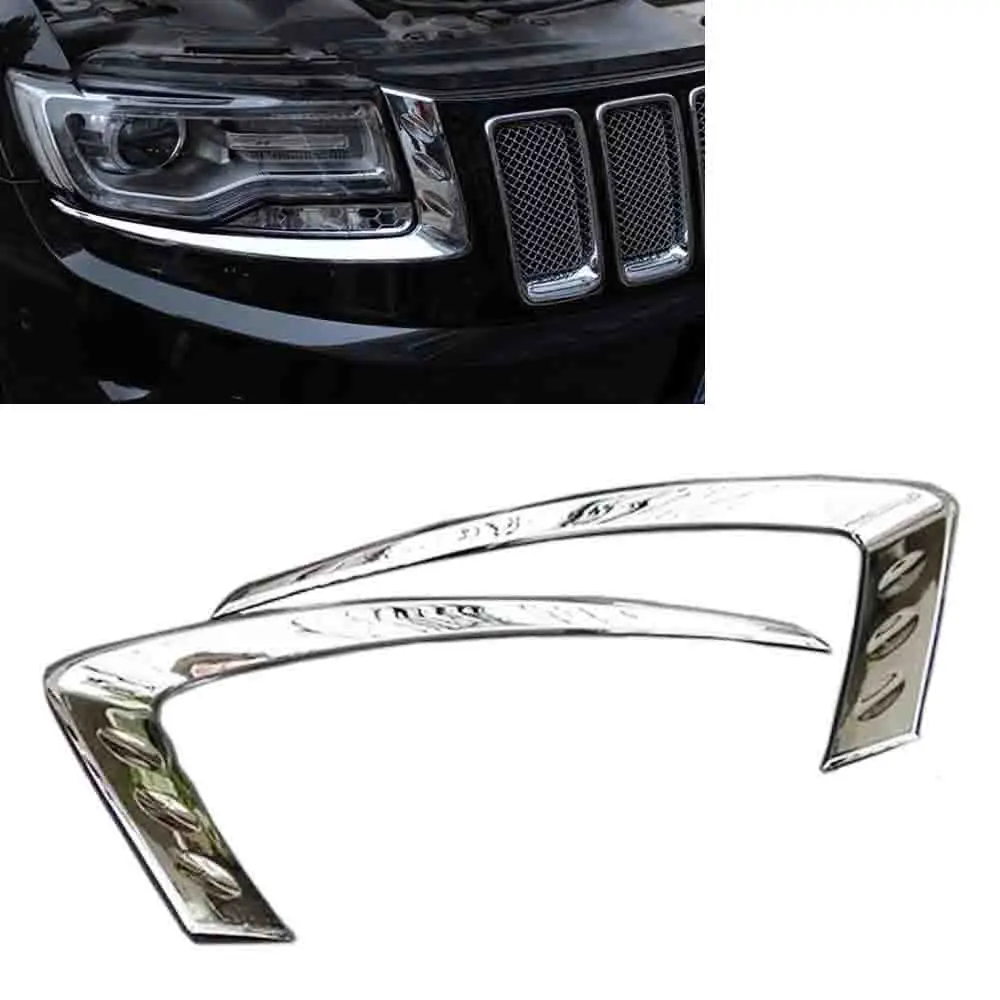 JEAZEA High Quality Car Styling 1Pair ABS Chrome Front Fog Light Lamp Cover Trim For Jeep