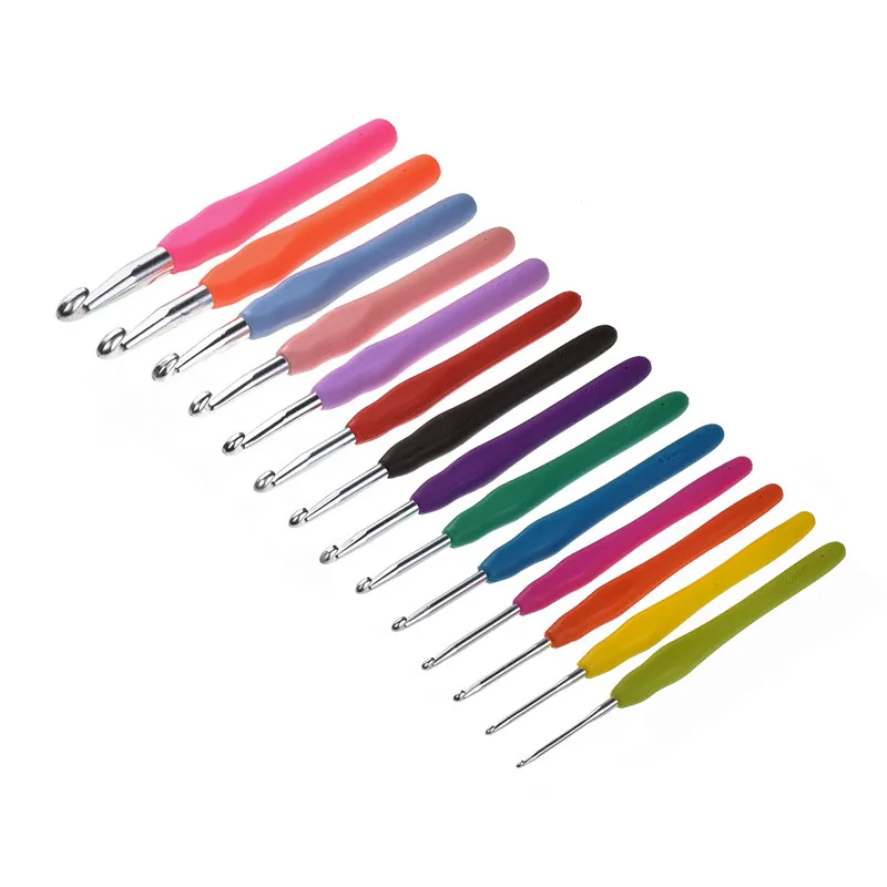 Looen 14Pcs 2.0mm-10mm Soft Grip Handle Crochet Hook Yarn Weave Knitting Needles Big Size Crochet Needles For DIY Craft Tools (1)