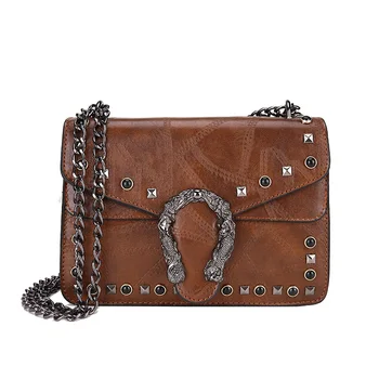 

Bags for Women 2019 Women Bag Leather Handbags PU Shoulder Bag Small Flap Crossbody Messenger vintage chains Bags with wallet