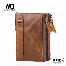 Бренд MEDYLA, мужские кошельки из воловьей кожи, мужской кошелек из натуральной кожи, короткий мужской клатч, мужская сумка для денег, высокое качество, crazy horse, мягкий кошелек