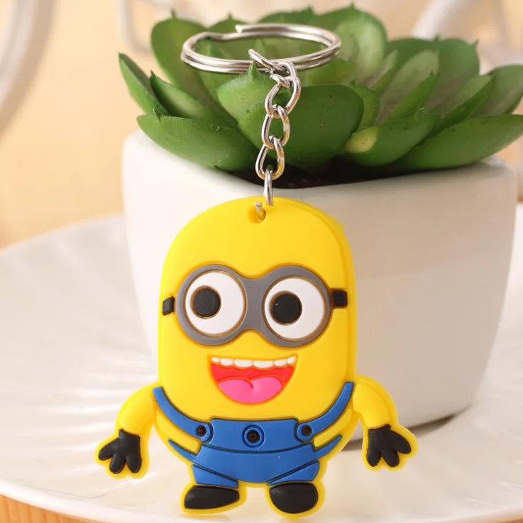 

Cute Minions Cartoon Silicone Cover Caps Badge Holder Keychain Gift for Students