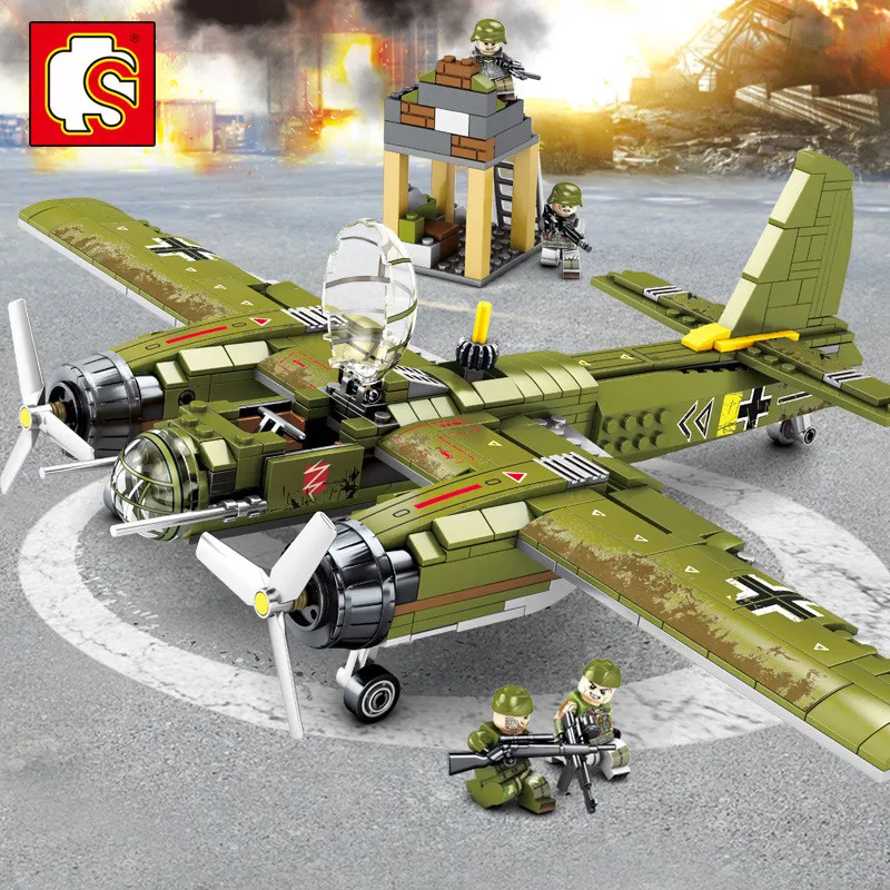 Совместимость Legoing WW2 Пособия по немецкому языку JU 88 бомбардировщик истребитель