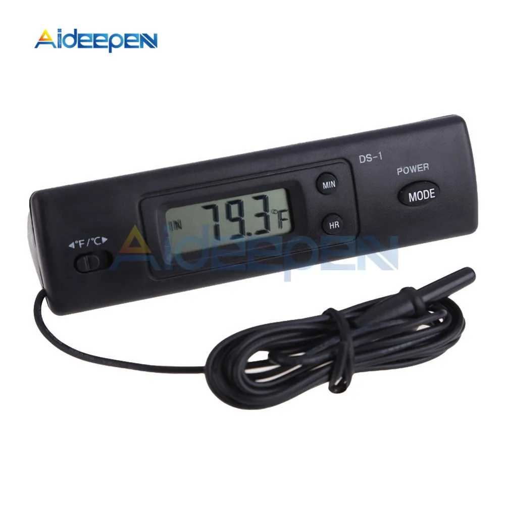 

DS-1 Car Digital Thermometer Clock Automotive Time Clock Temperature Gauge Meter Tester Detector Indoor Outdoor