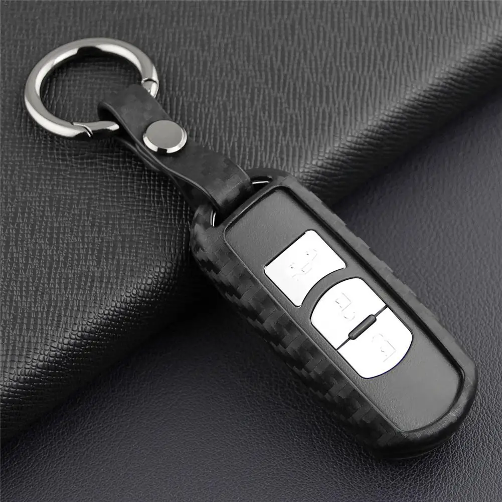 

Auto Carbon Fiber Car Styling Smart 2 3 Key Fob Protection Covers Cases For Mazda 6 Axela CX-3 CX-5 CX5 CX-7 CX7 CX-9 RX8