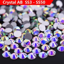 Glitter Rhinestones Crystal AB SS3 SS50 Non Hot Fix FlatBack Nail Strass ab Cristal Sewing Fabric