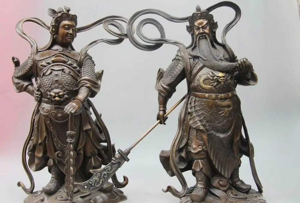 SCY китайская Медь Бронза Меч дракона Guan Gong Guanyu Veda статуя Будды Бодхисаттва | Дом и