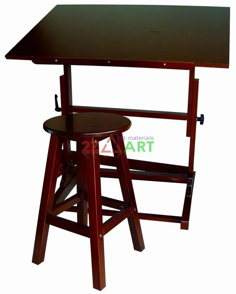 

Drawing Table(brown color), Beech wood, Base size: 76cmW x 70cmD; Height: 96(116)cm Drawing board size: 60x90cm