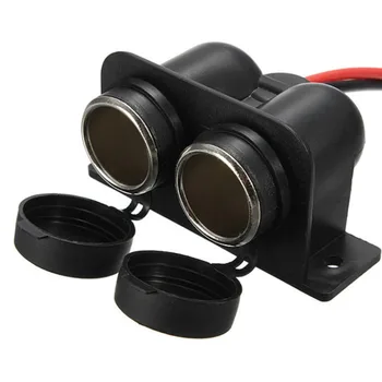 

12V Auxiliary Dual Power Outlet Waterproof Car Motorcycle Wired Cigarette Lighter Power Socket Adapter