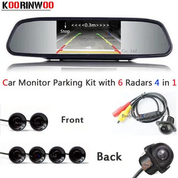 

Koorinwoo Parktronic Car parking Sensor Distance on Monitor Mirror System Reverse Radar Video backup Image Car Rear view camera