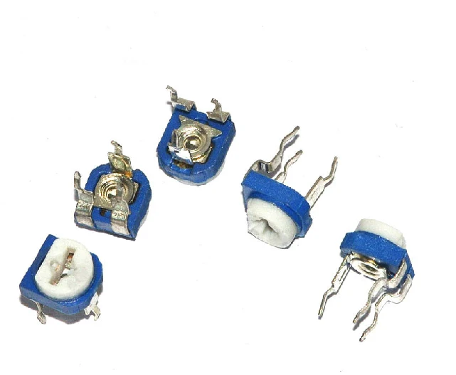 Free shipping 100pcs/lot Blue white Adjustable resistor 501 500R Horizontal Potentiometer | Электронные компоненты и