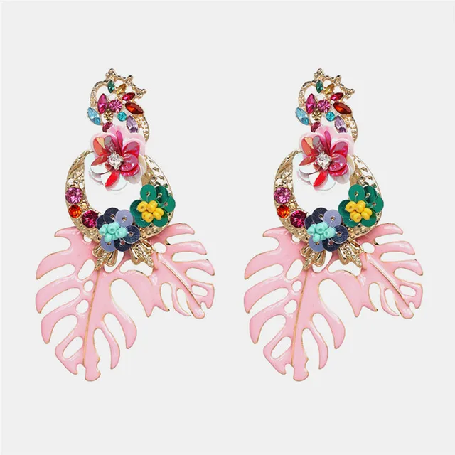 Ztech New Korea Fashion Pink Resin Beaded Drop Earrings For Women Girls ZA Wedding Jewelry 30 Designs Dangle Statement Bijoux E1852