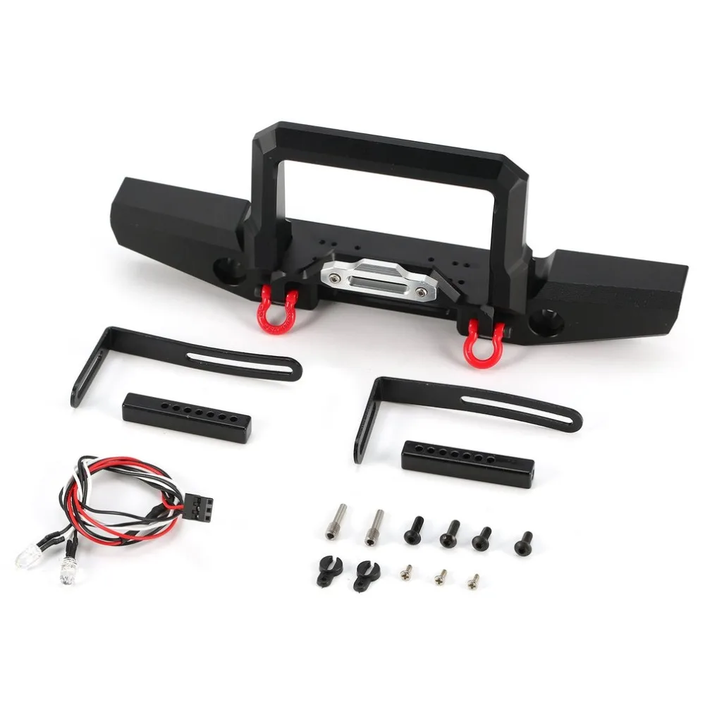 

Metal Front Bumper with LED Light for 1/10 RC Crawler Car TRX4 82046-4 TRX-4 Defender Spare Parts Accessories DIY