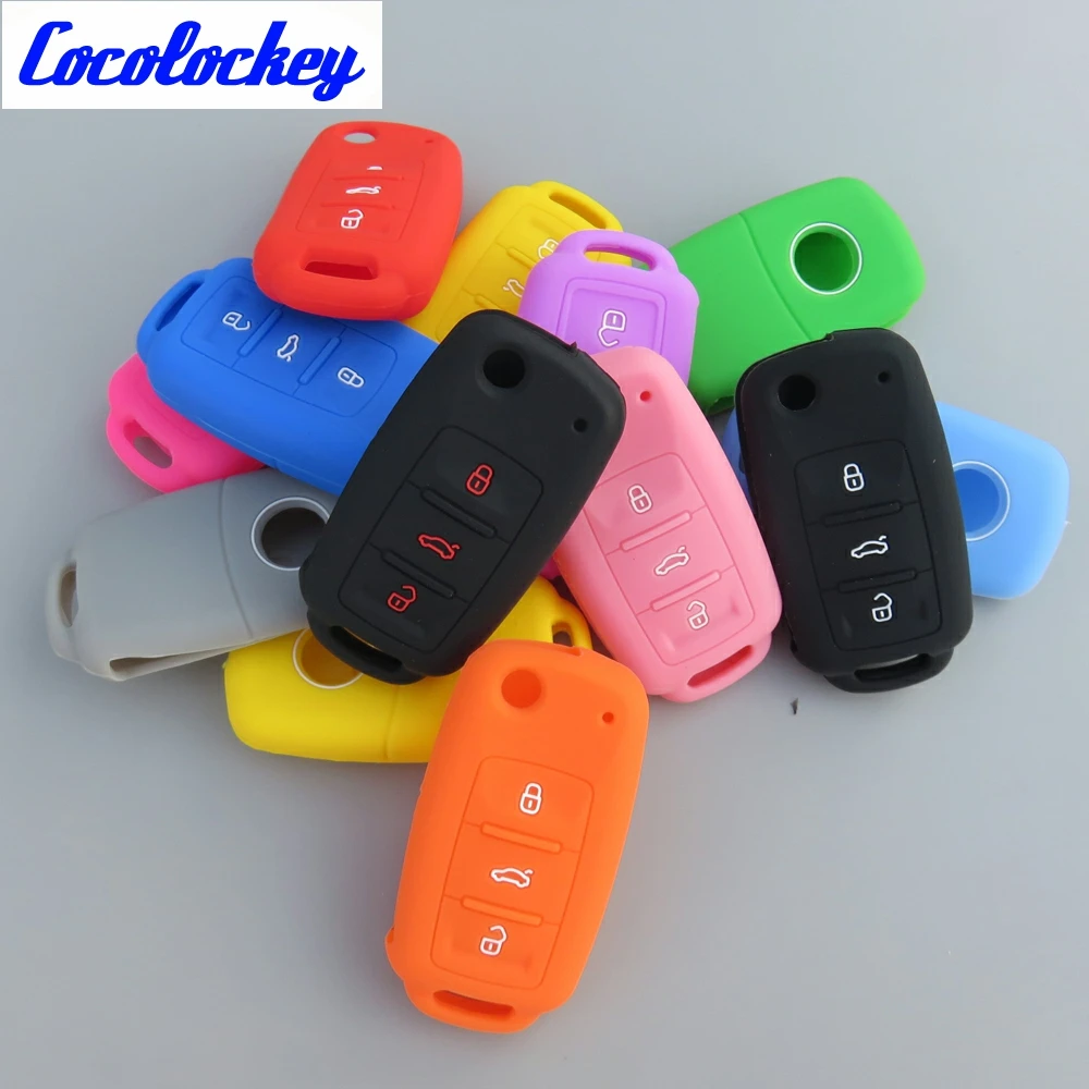 

Cocolockey Silicone Cover Holder Fit for VW for SEAT for SKODA Remote Key Fob 3 Button No Logo 100pcs/lot